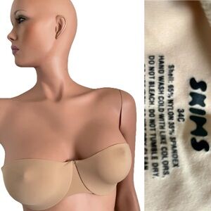 SKIMS Fits Everybody STRAPLESS BRA in CLAY NWOT Size 34C